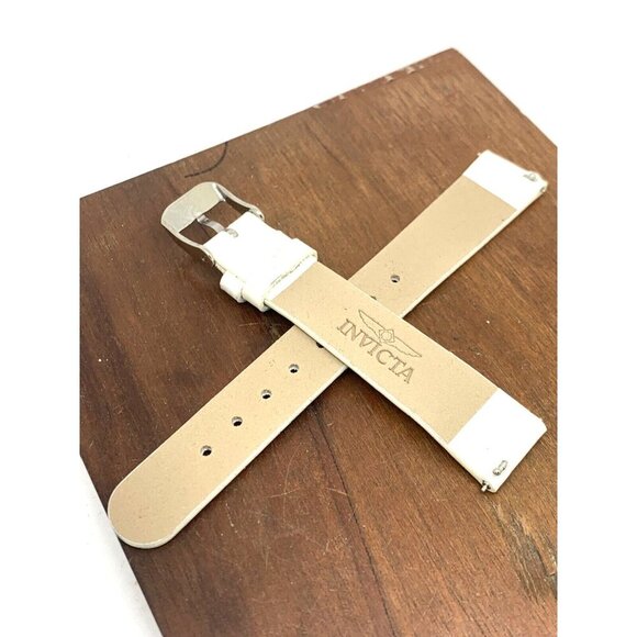 Invicta Women's Watch Replacement Band White Leather 16mm Lug Silver Steel Clasp - Picture 2 of 5